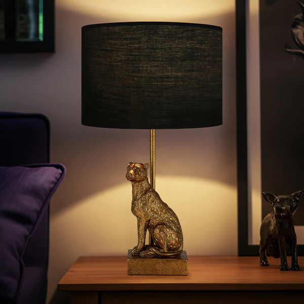 Table Lamp Cheetah Sitting Copper