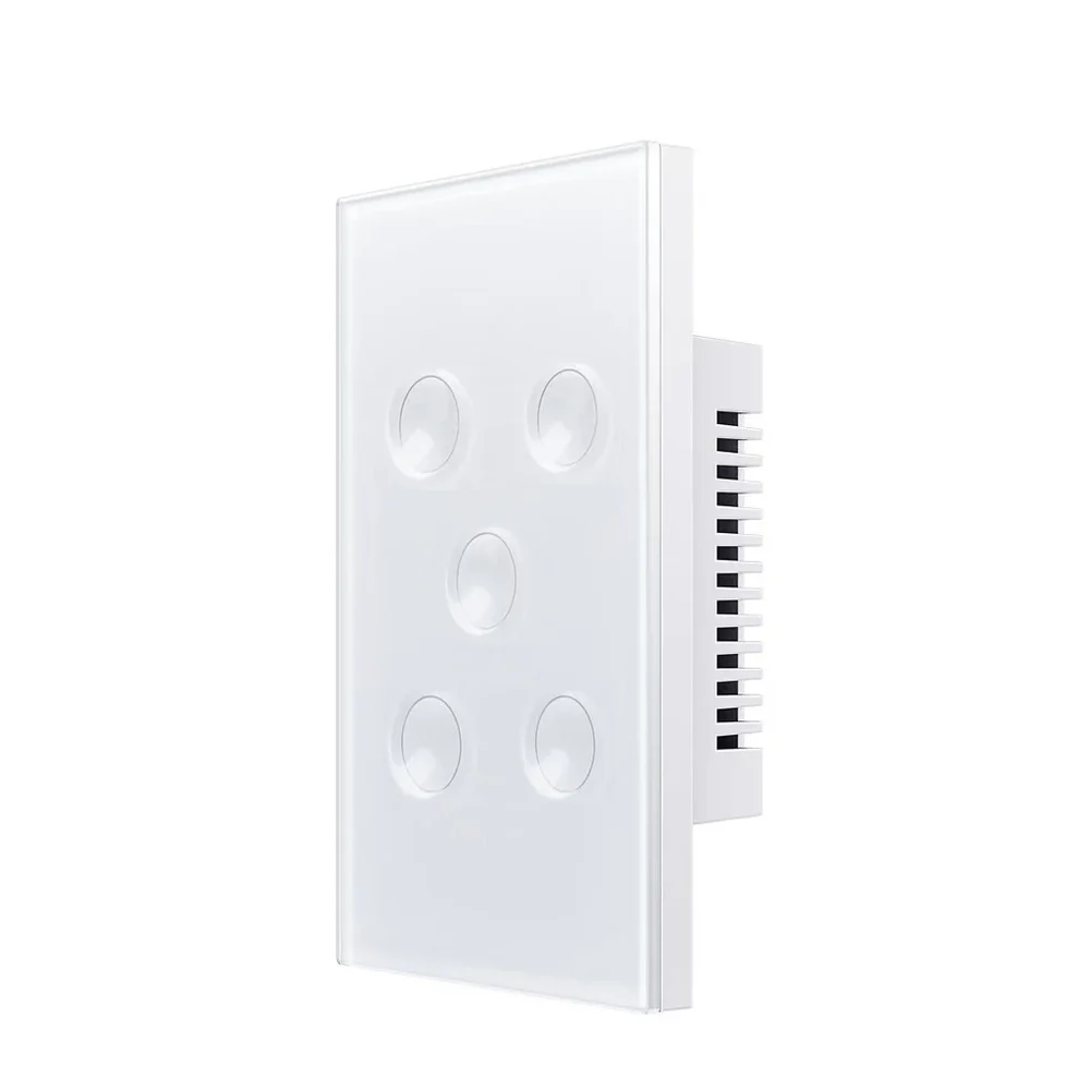 Wall Switch 5 Gang Scalloped Zigbee Wifi WHT