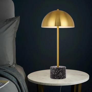 Table lamp Domez 2x E27 Antique Brass Black Terazzo