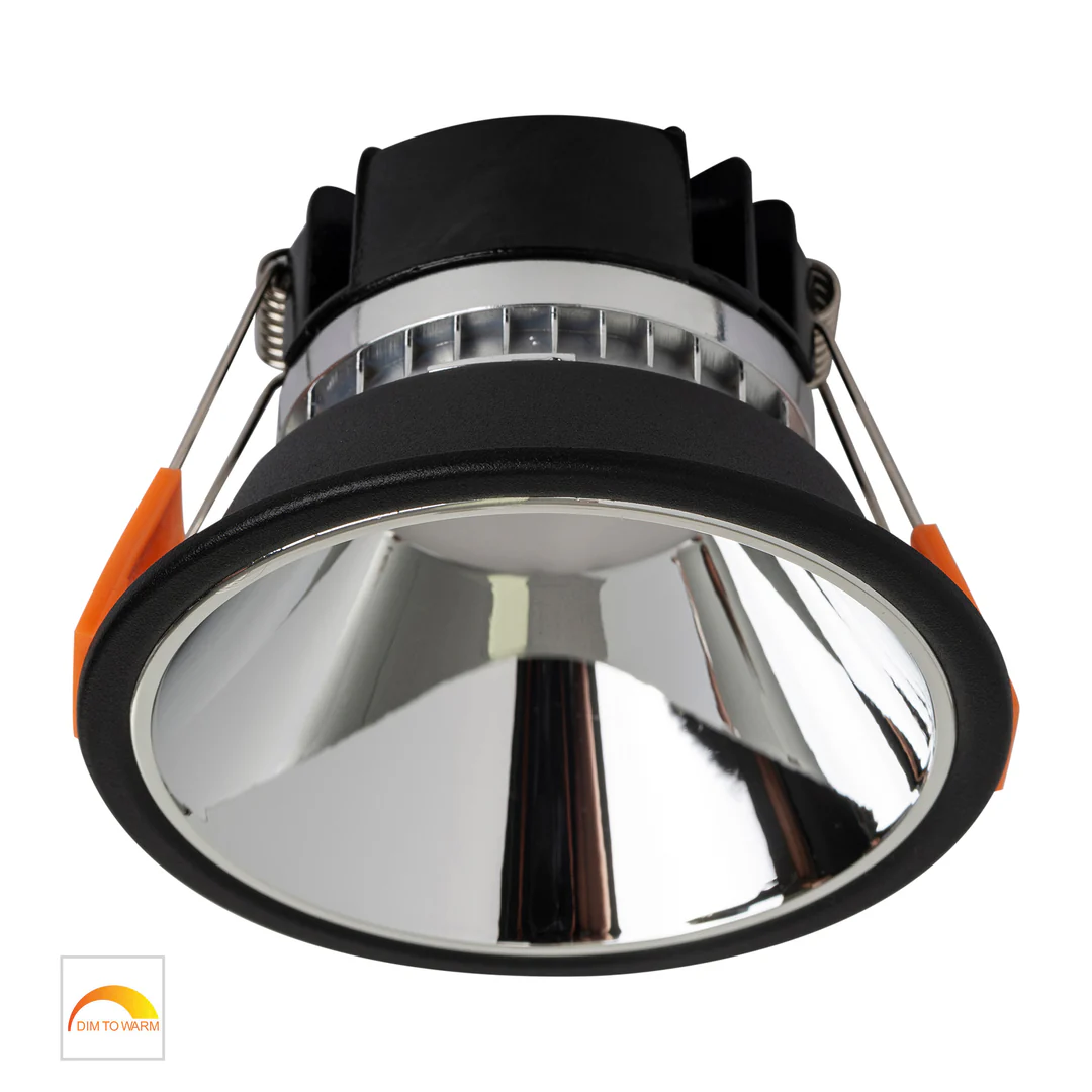 Recessed downlight Gleam BLK with Chrome Insert Fixed Dim to Warm LED 9W IP54
