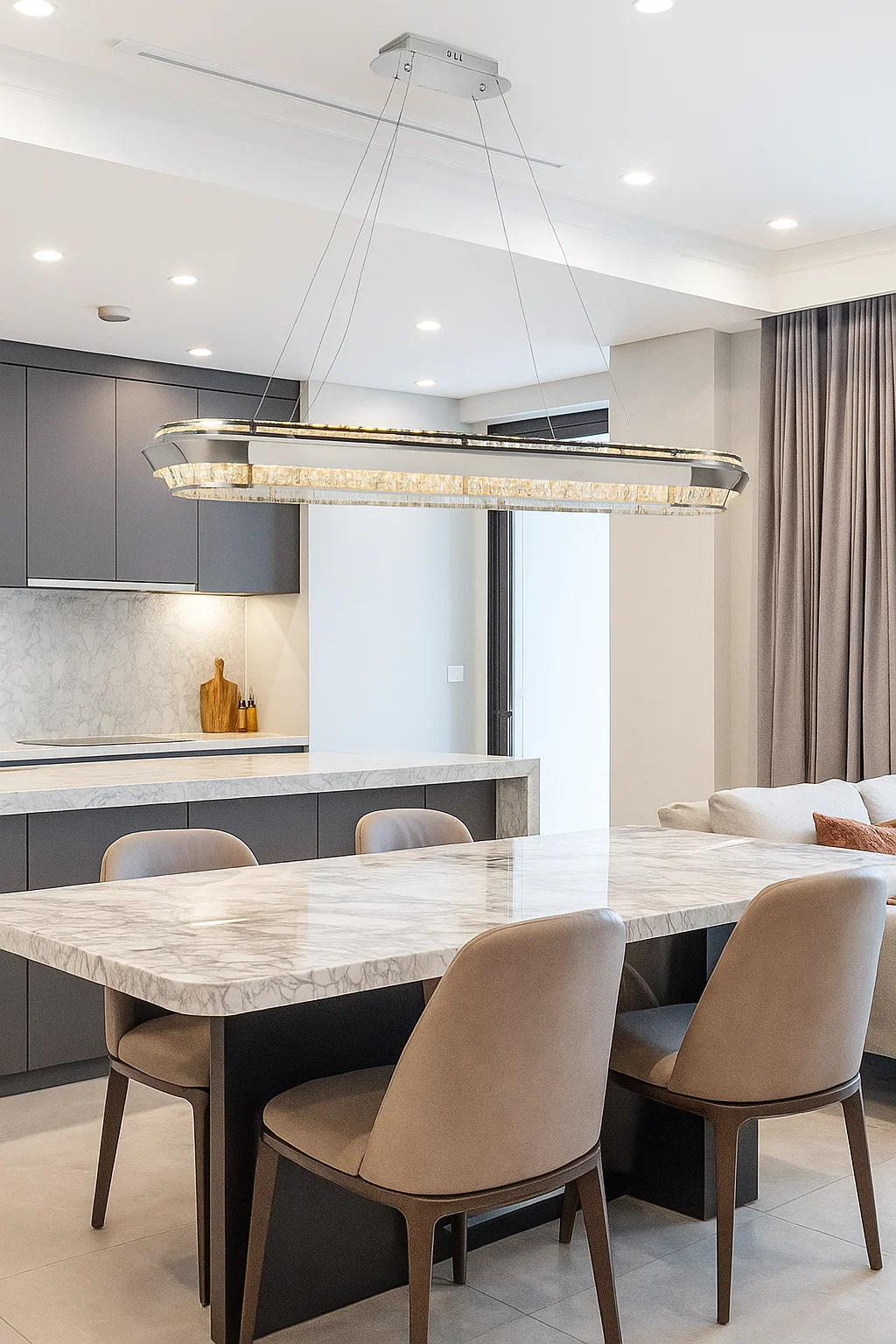 Pendant lamp Royal Crystal LED 60W CCT Dim L120 CHR remote