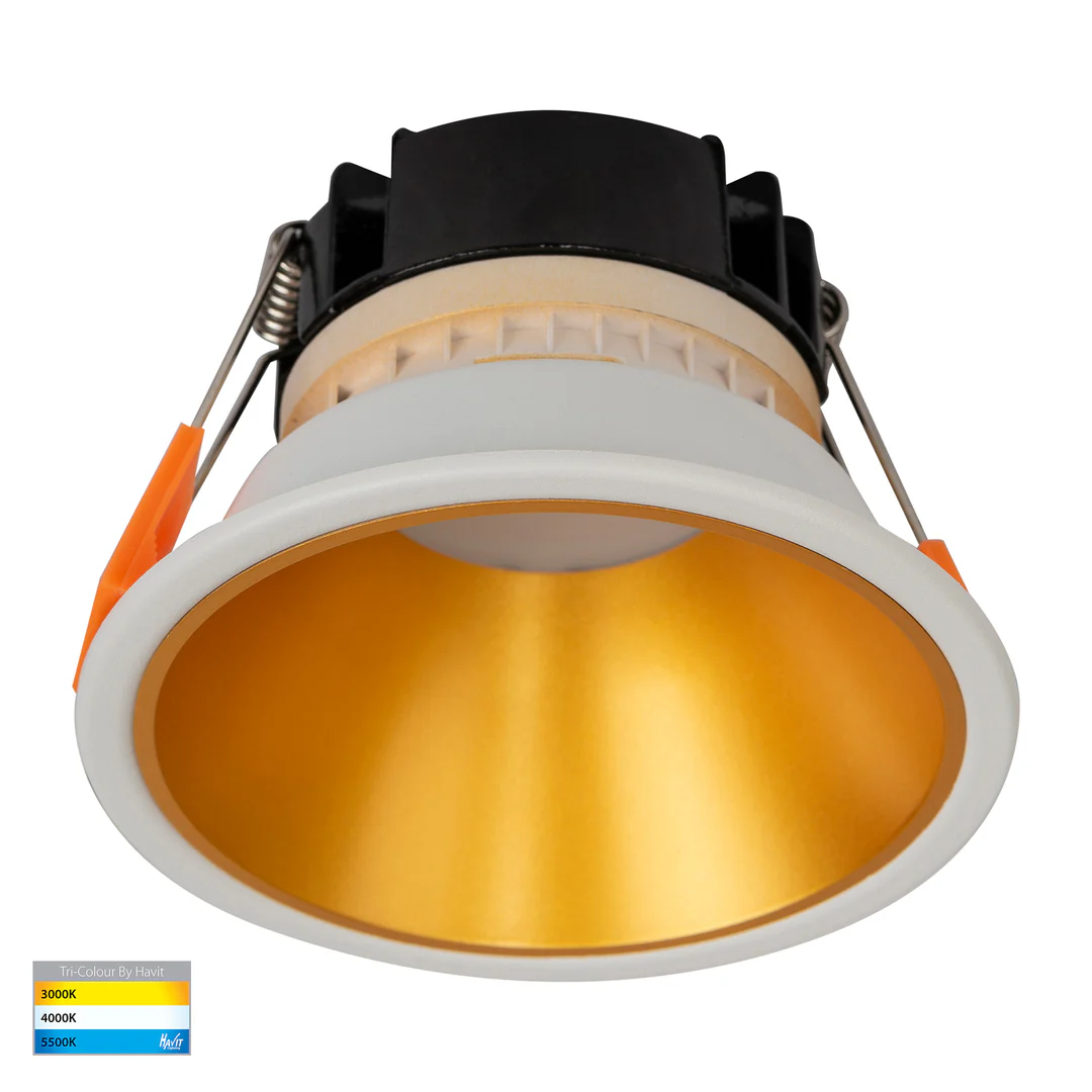 Recessed downlight Gleam WHT with Gold Insert 3CCT Fixed Deep LED 9W IP54