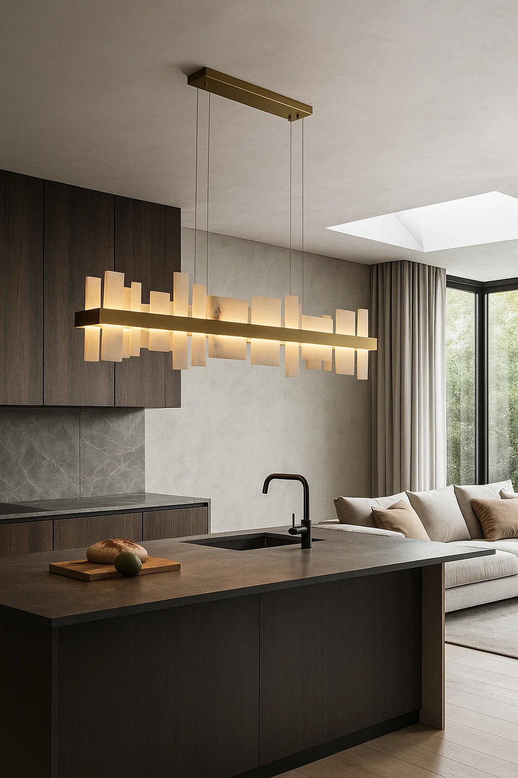 Pendant lamp Miragemas L120 Linear Alabaster Spanish Marble LED 38W CCT Dim BRS