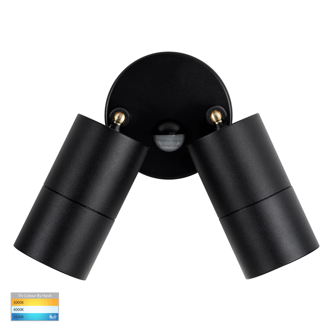 Wall light Tivah Aluminium BLK 3CCT Double Adjustable HV1325T-PIR IP65