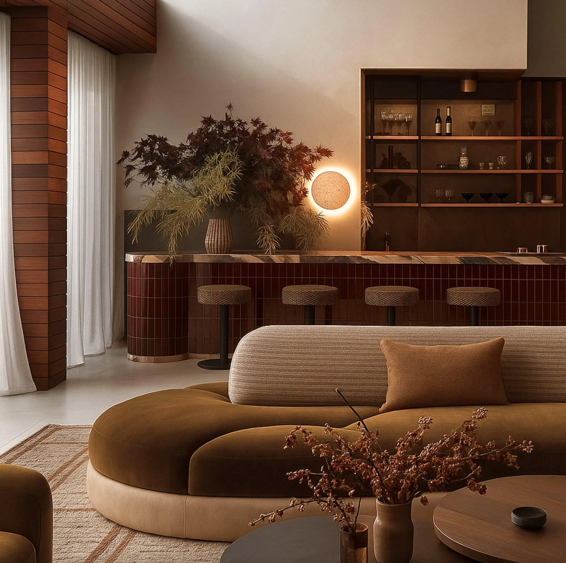 Wall lamp Pulse Round Travertine LED 5W