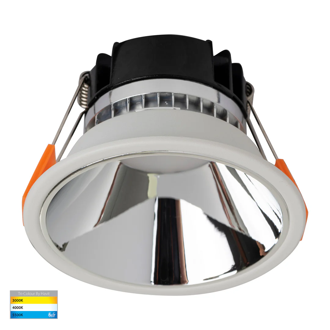 Recessed downlight Gleam WHT with Chrome Insert 3CCT Fixed Deep LED 9W IP54