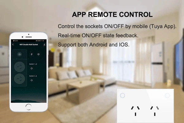 Double Powerpoint Zigbee Wifi with switch BLK