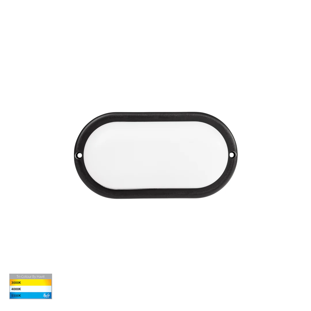 Wall or Ceiling light Muovi Oval Small HV3526T-BLK 5W TRI Colour Dimmable