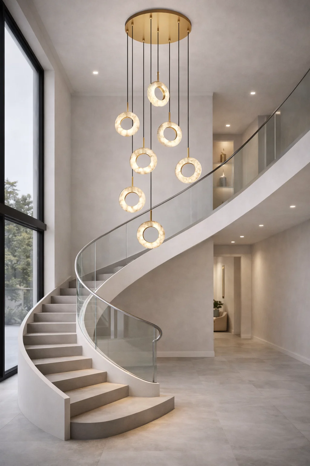 Pendant lamp Carinena P7 Alabaster Spanish Marble LED 56W CCT Dim BRS