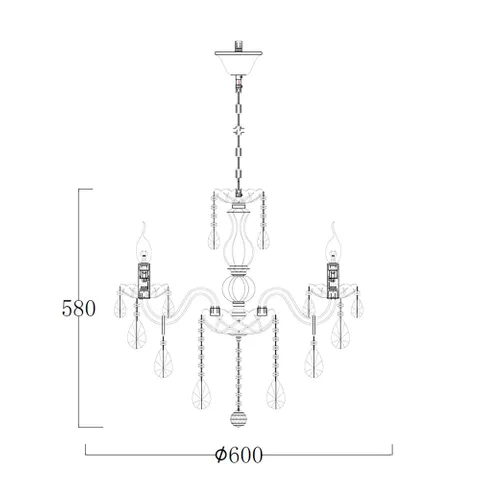 Chandelier Bromley Crystal K9 3 light GL
