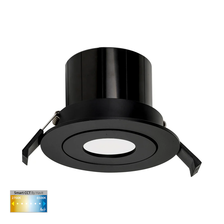 Recessed Tilt Downlight Prime CCT LED 12W IP54 WIFI BLK