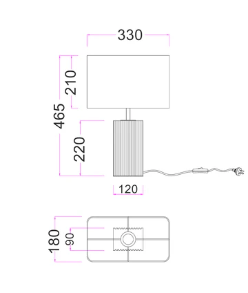 Table Lamp Sagitta Small Rectangle Travertine e27