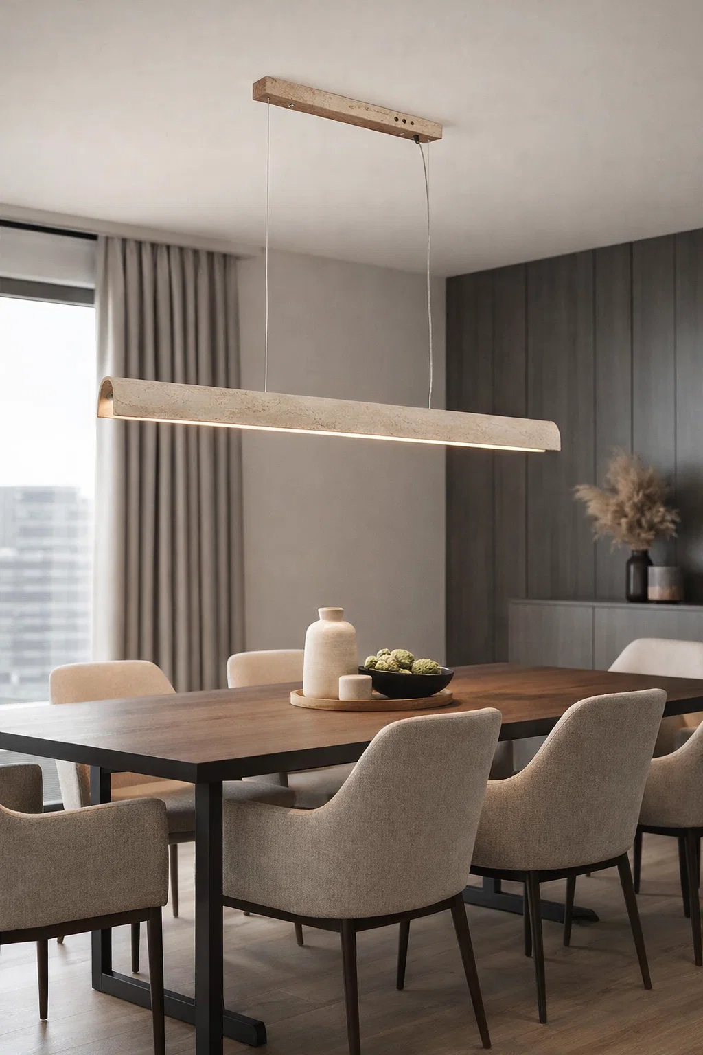 Pendant lamp Arc Travertine L150 3CCT BRS