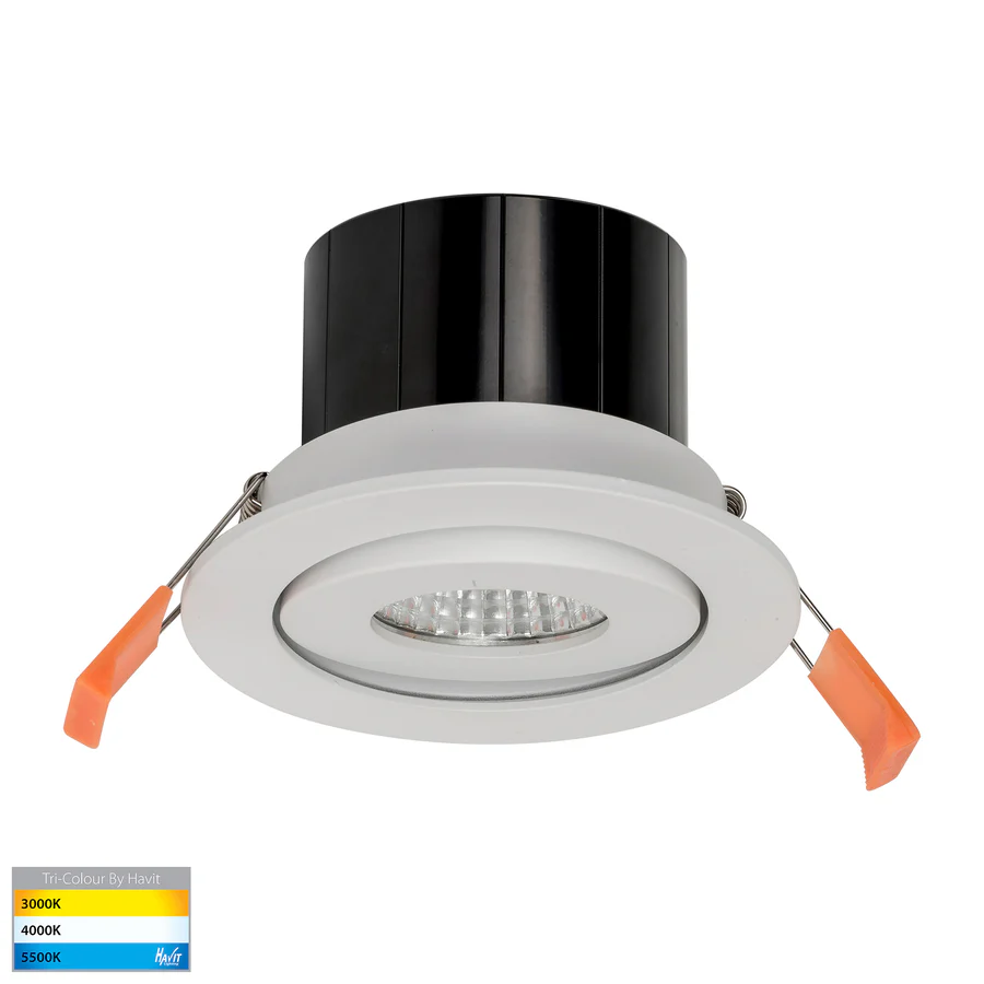 Recessed Tilt Downlight Prime CCT LED 12W IP54 WHT