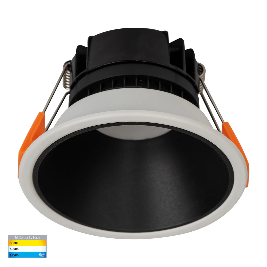 Recessed downlight Gleam WHT with BLK Insert 3CCT Fixed Deep LED 9W IP54