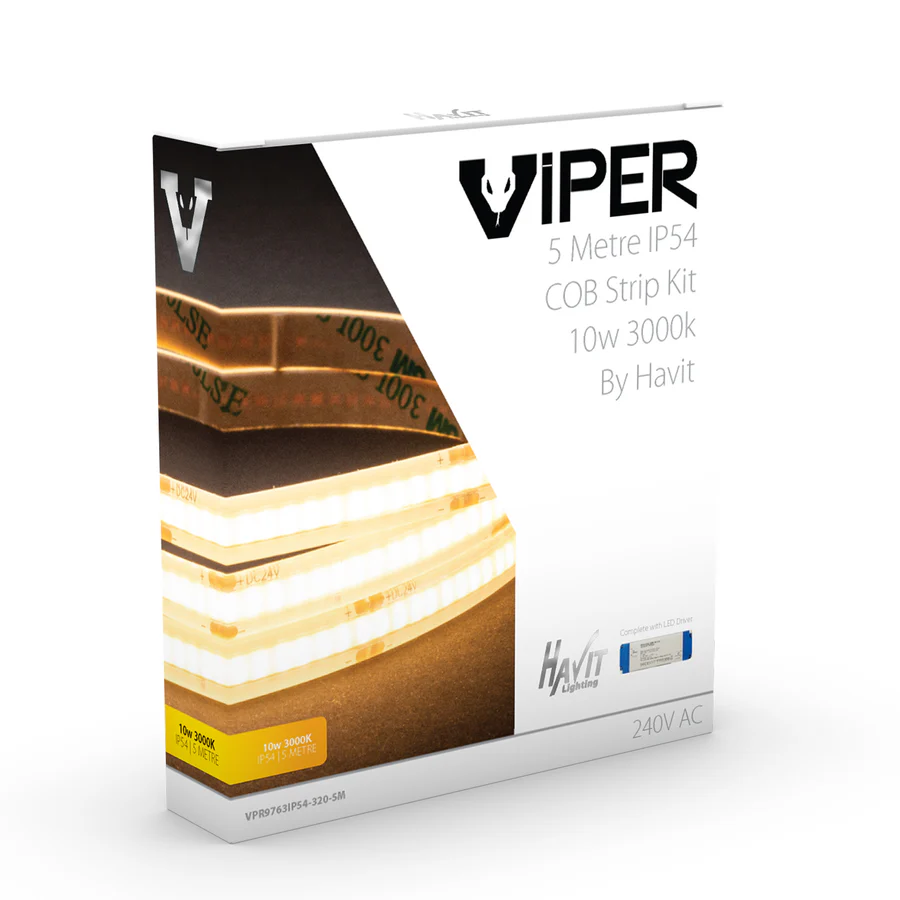 Viper COB Dotless 10w Per Metre 5m LED Strip kit 3000k