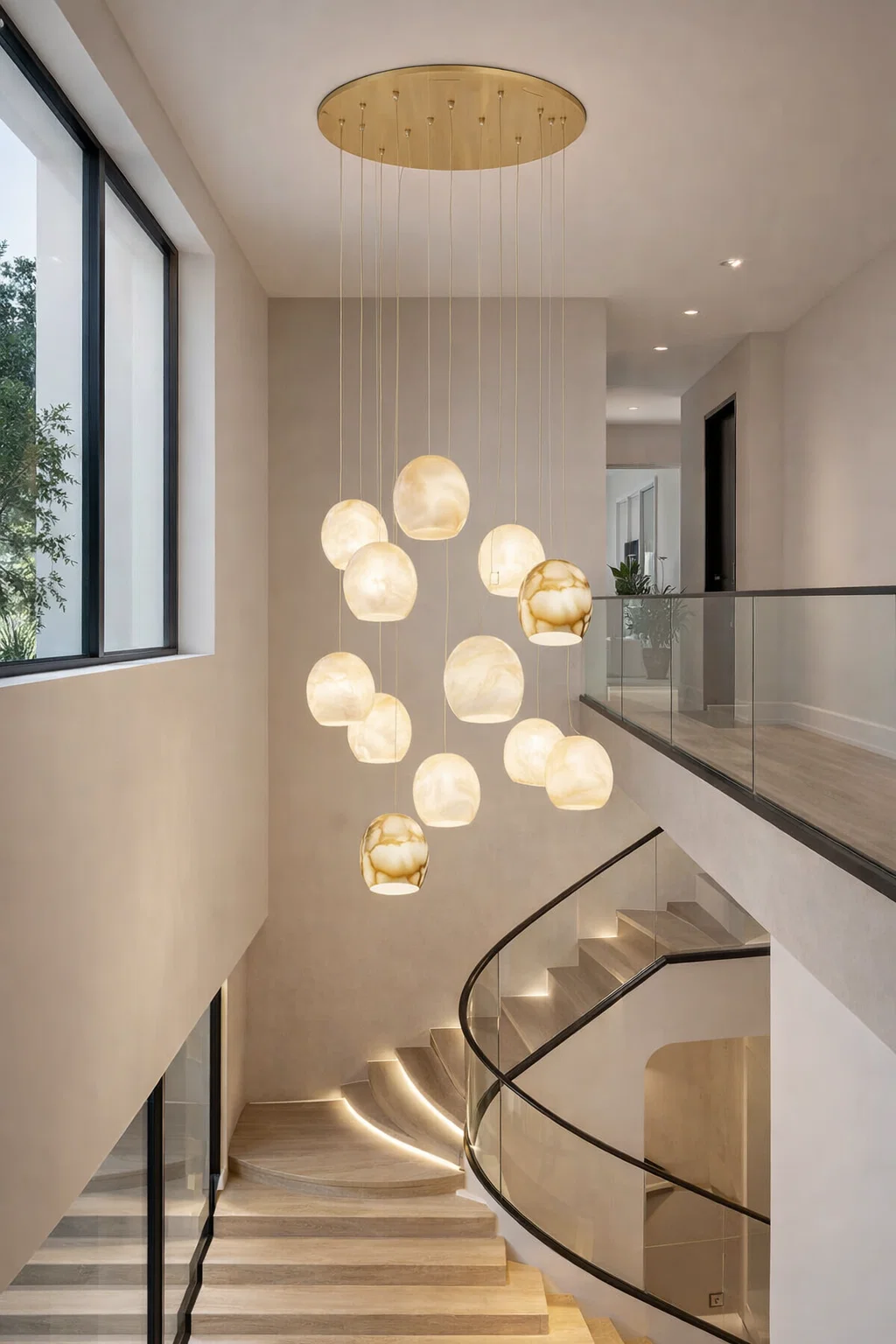 Pendant lamp Villaspesa 12 Alabaster Spanish Marble G9 BRS