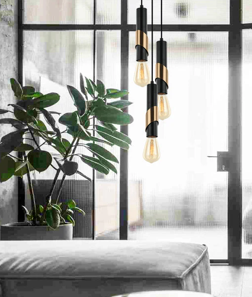 Pendant lamp GOLDA1 Tube with Brass Highlight