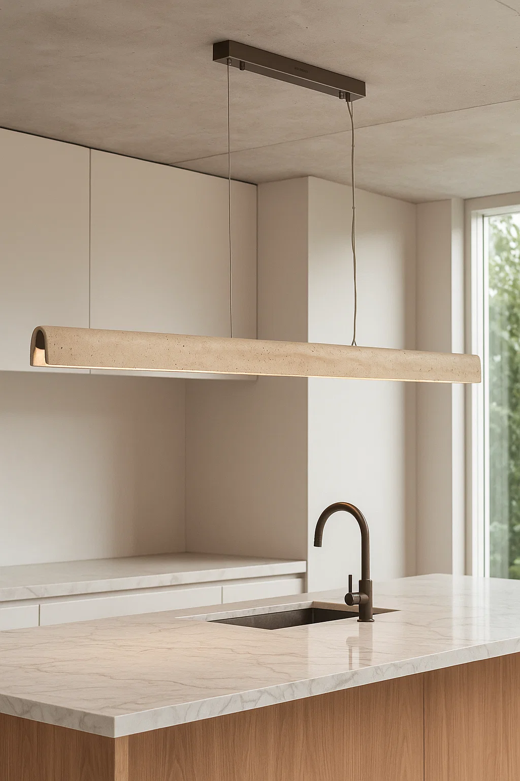 Pendant lamp Arc Travertine L150 BRS