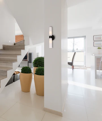 Wall light Vara 1 Up-Down Opal Glass Black E27