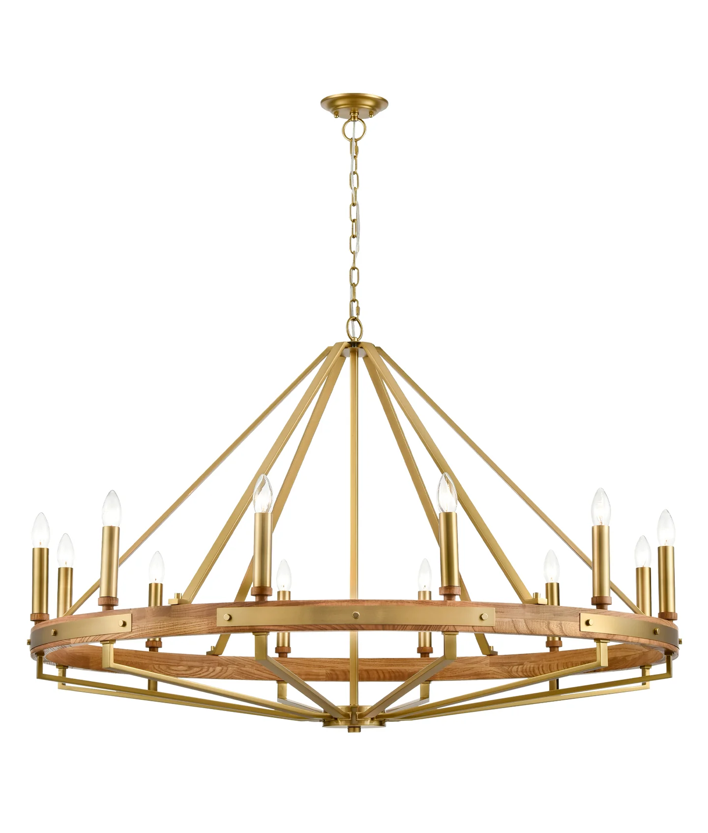 Pendant lamp FUNALE Candelabra L12 Oak Wood and Brass