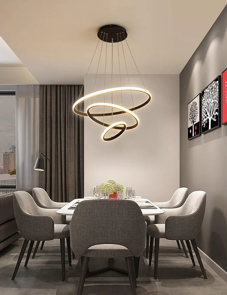 Pendant lamp Crown 3 Ring Black 3K