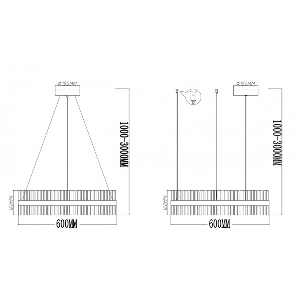 Pendant lamp Elisse crystal LED 30W 3K D60 CHR