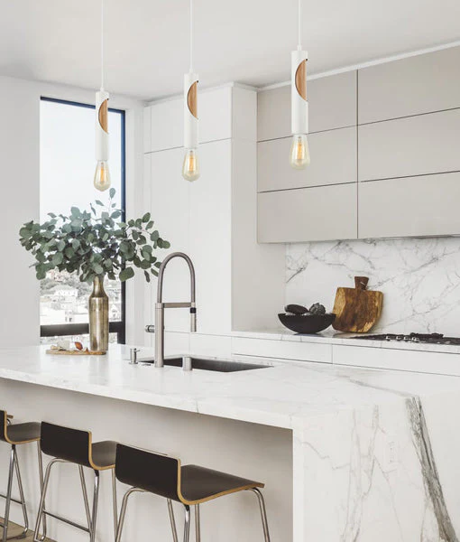 Pendant lamp IDA2 Blonde Wood Tube WHT