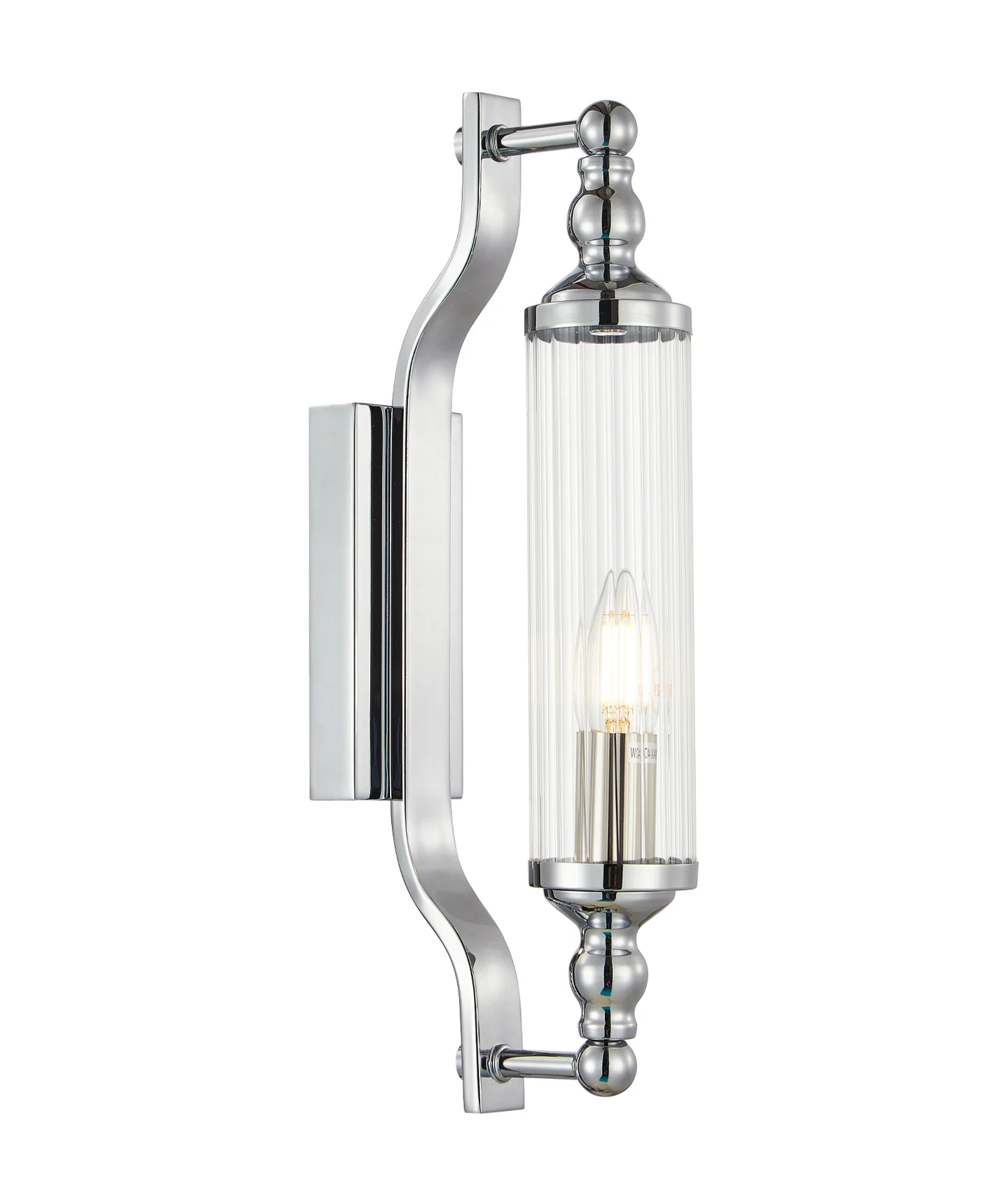 Wall light RODILLO2 Tubular Clear Glass Chrome 10W