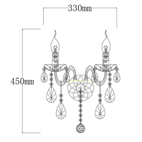 Wall light Bromley Crystal K9 2 light GL