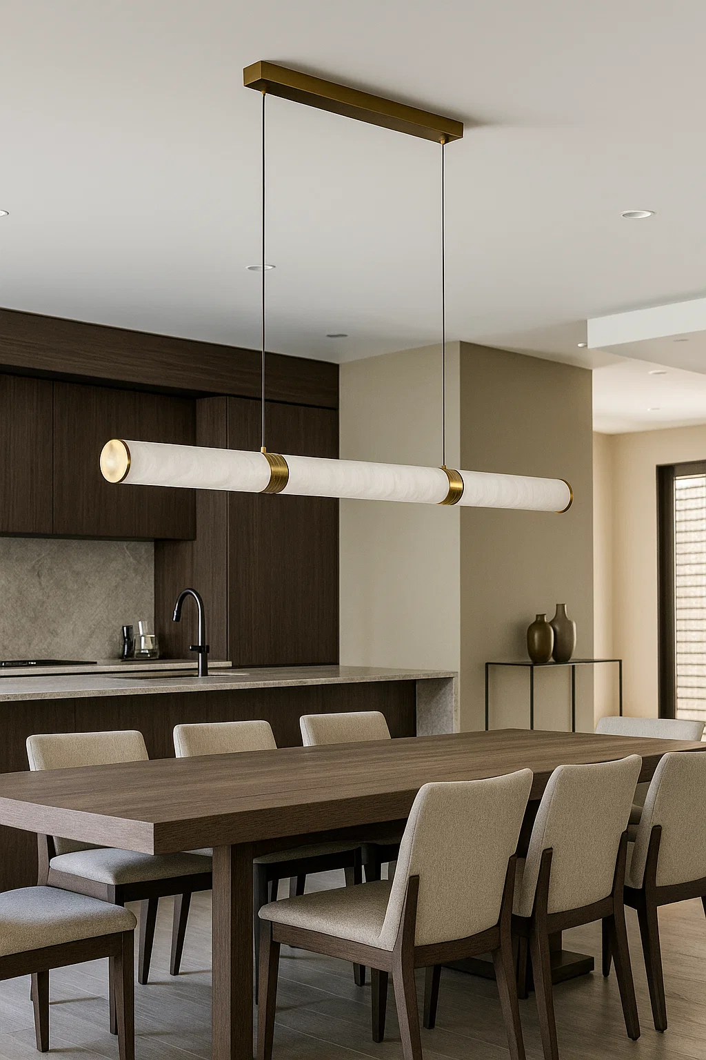 Pendant lamp Aragon Linear Alabaster Spanish Marble L150 LED 40W CCT Dim BRS