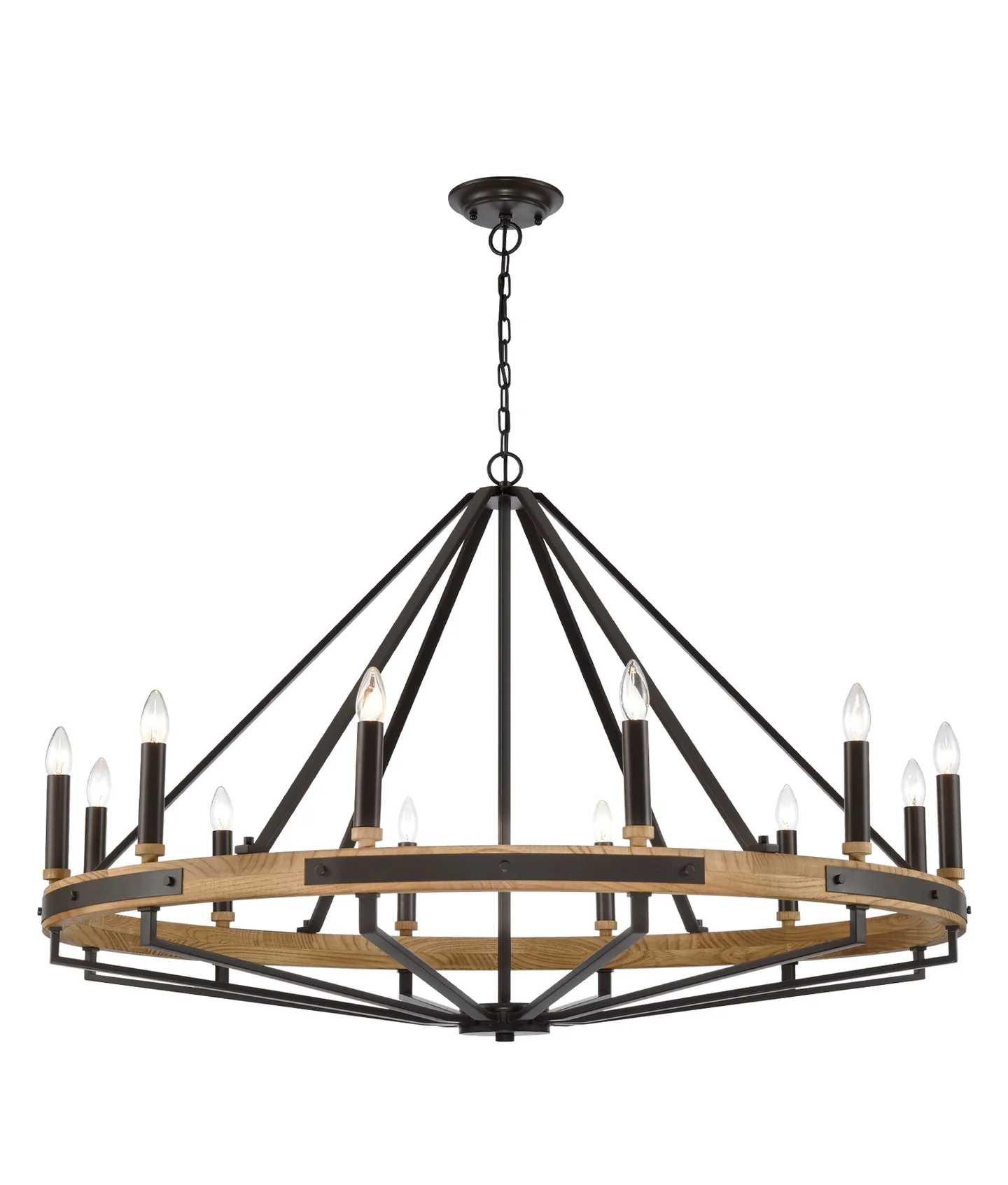 Pendant lamp FUNALE Candelabra L12 Natural Wood and Bronze