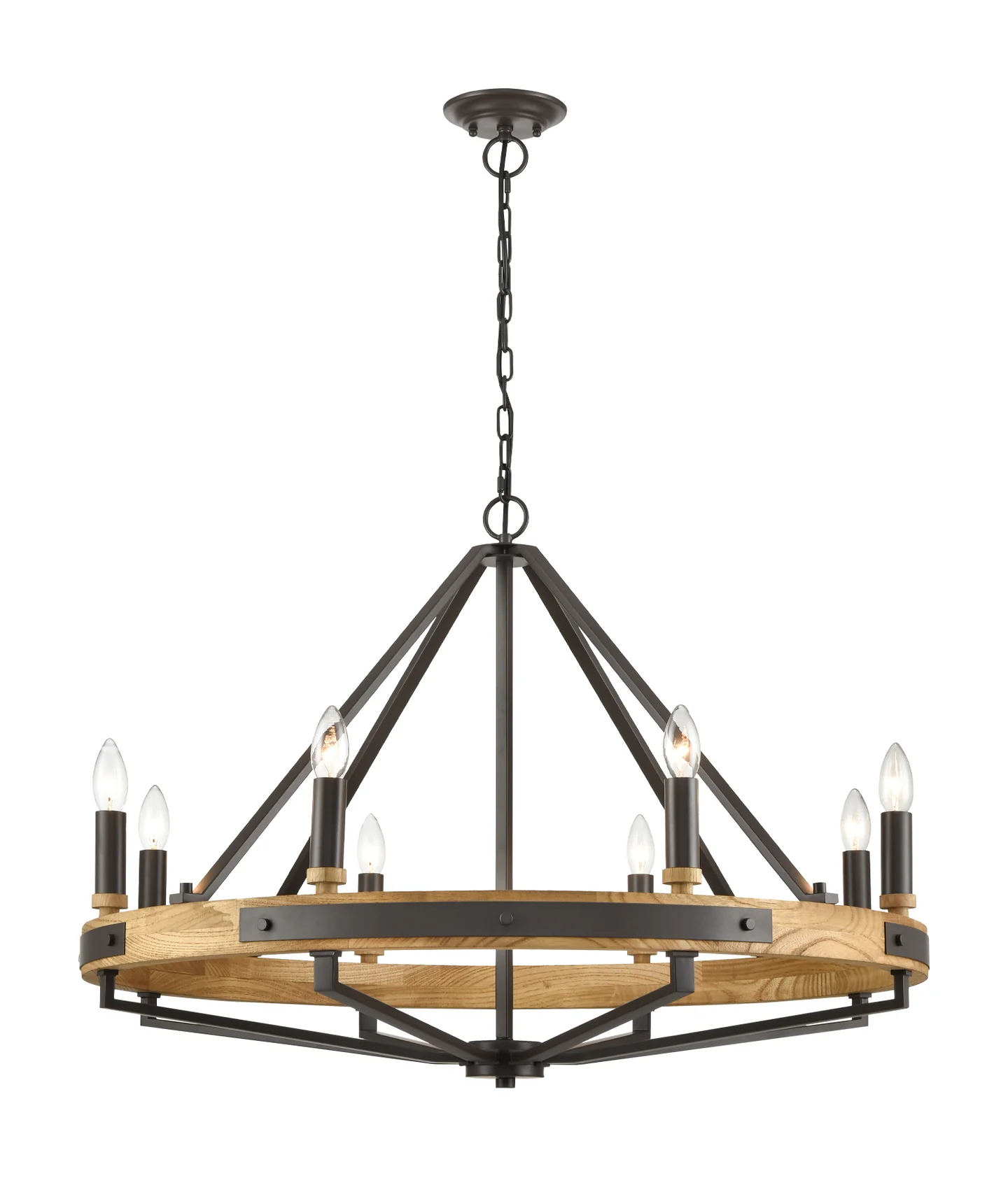 Pendant lamp FUNALE Candelabra L8 Natural Wood and Bronze