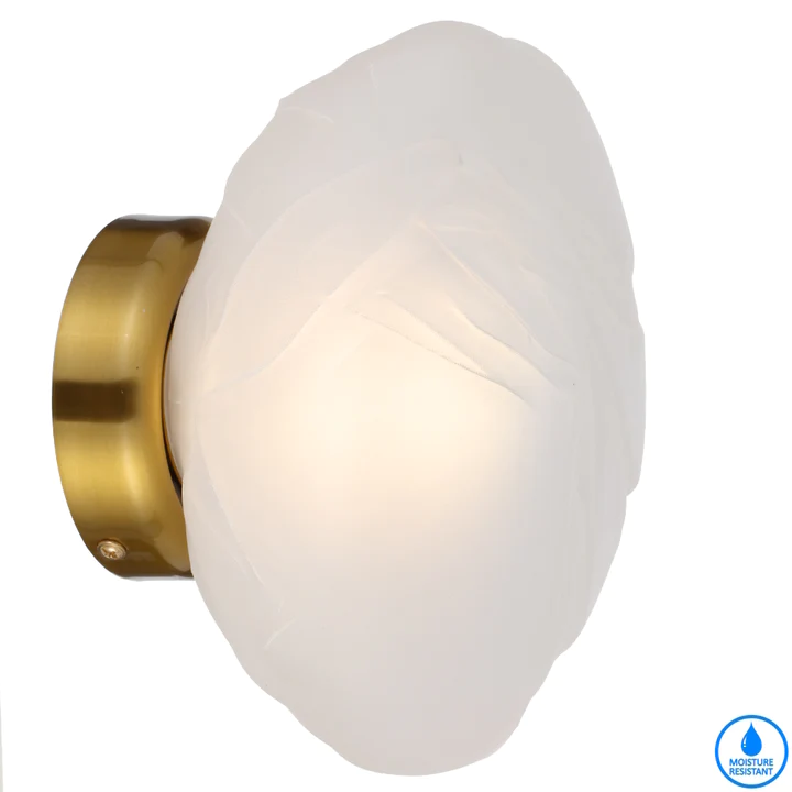 Wall light ZECCA D200 H200 IP44 ANT GOLD FROST GLASS