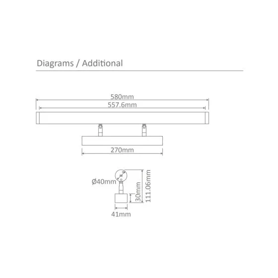 Wall light MIRROR-10 Tricol LED 10W 58cm BLK