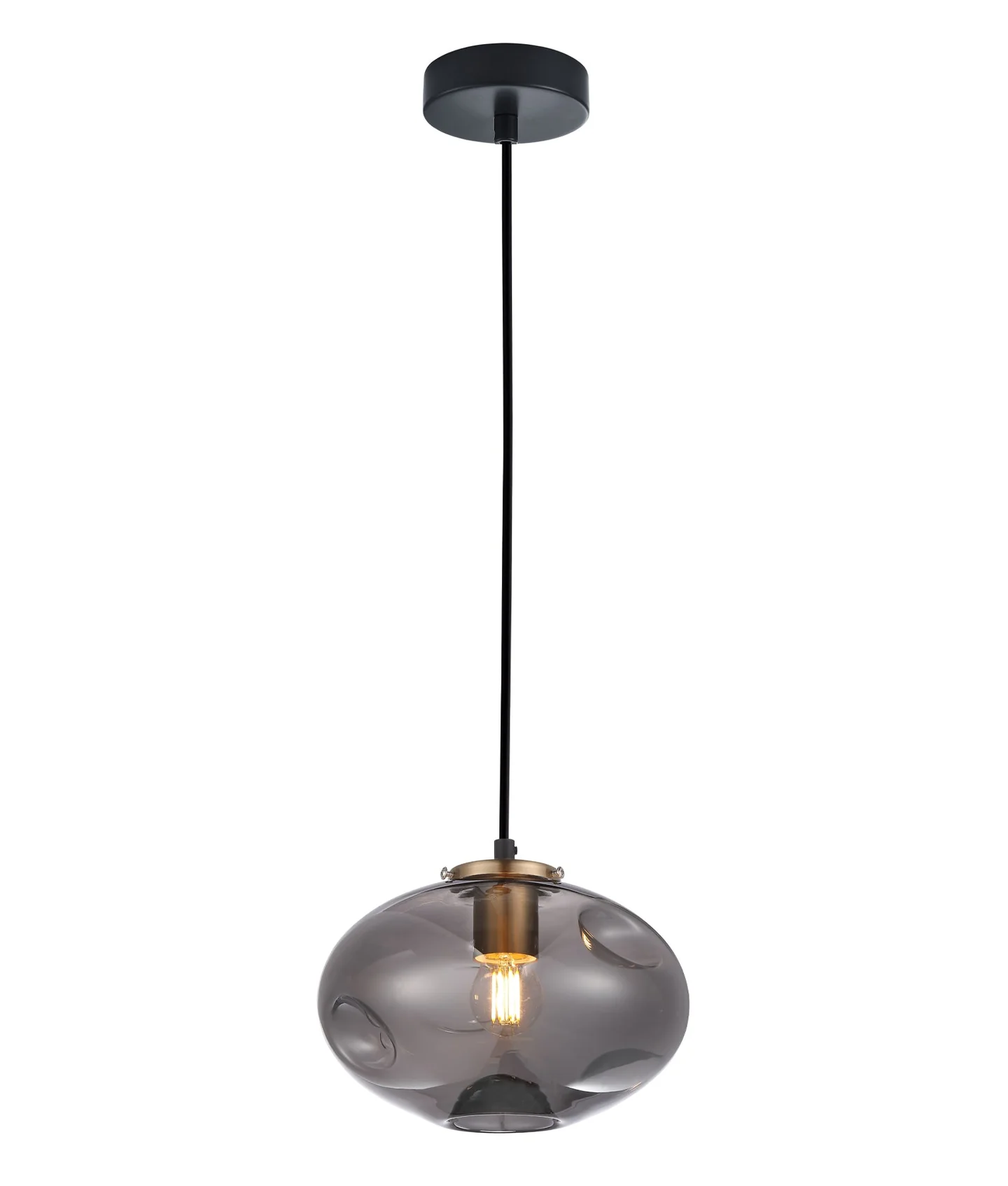 Pendant lamp FOSSETTE Dimpled Smoked Oval Glass