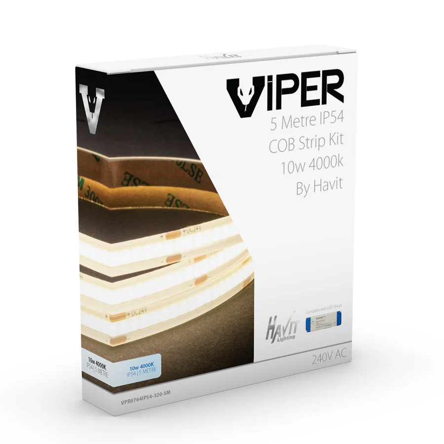 Viper COB Dotless 10w Per Metre 5m LED Strip kit 4000k
