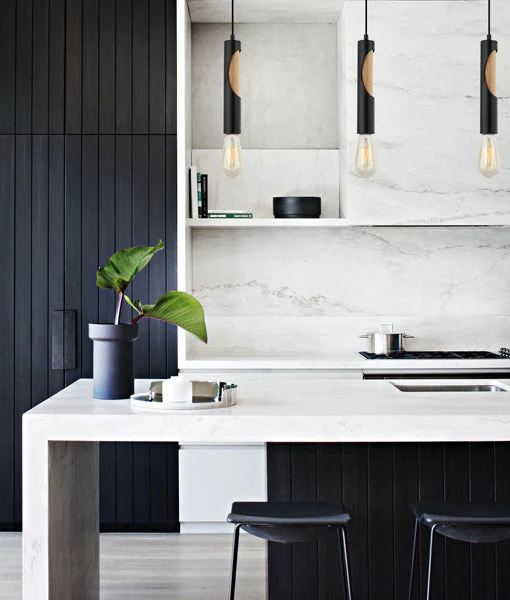 Pendant lamp IDA1 Blonde Wood Tube BLK