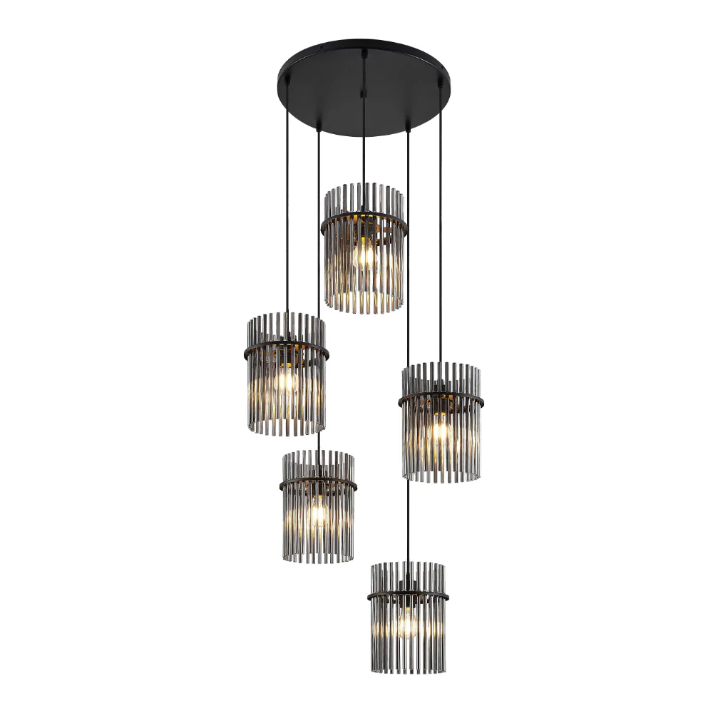 Pendant lamp Quilo 5lt E27 BLK