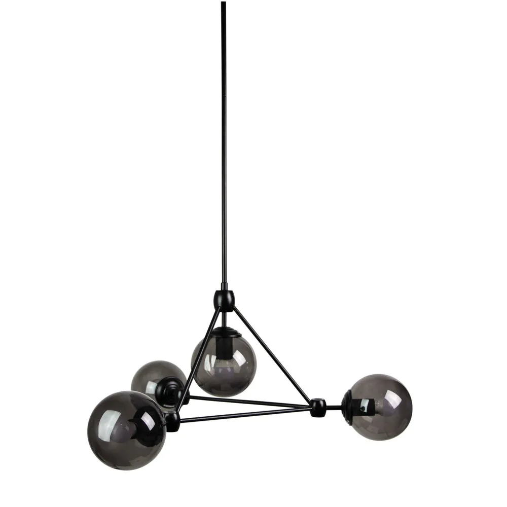 Pendant lamp LUNAR 4 SMOKE - MATT BLACK
