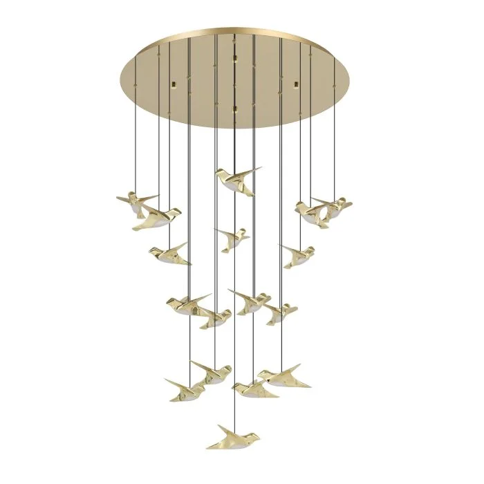Pendant lamp Paratebueno 2 17R Birds LED 51W 3K BRS