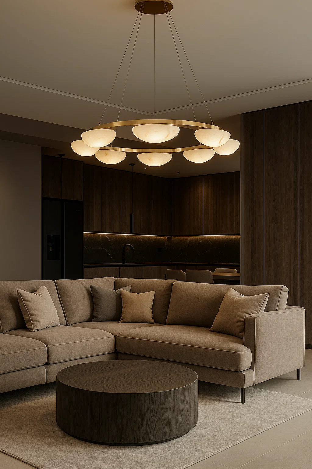 Pendant lamp Miraflores Alabaster Spanish Marble D80 LED 40W CCT Dim BRS