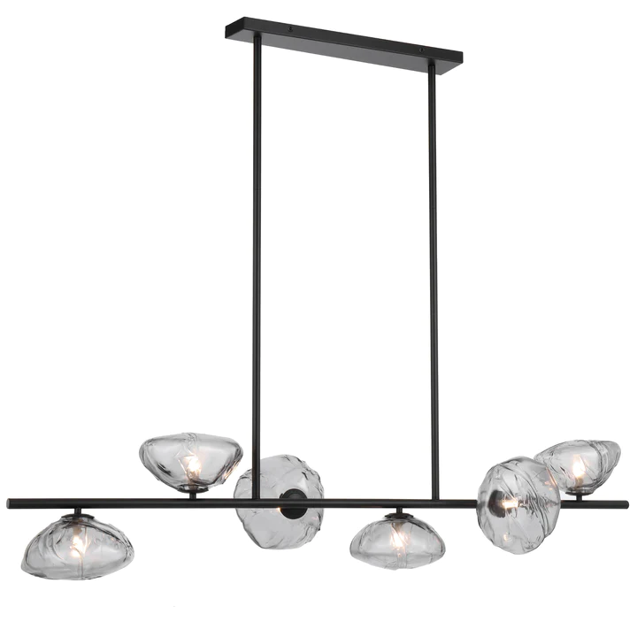 Pendant lamp ZECCA 6 LTS L1500 GLASS D200 BLACK SMOKE