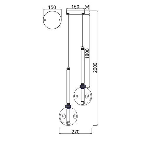 Pendant lamp Meteor 2 light LED 8W 3K GL