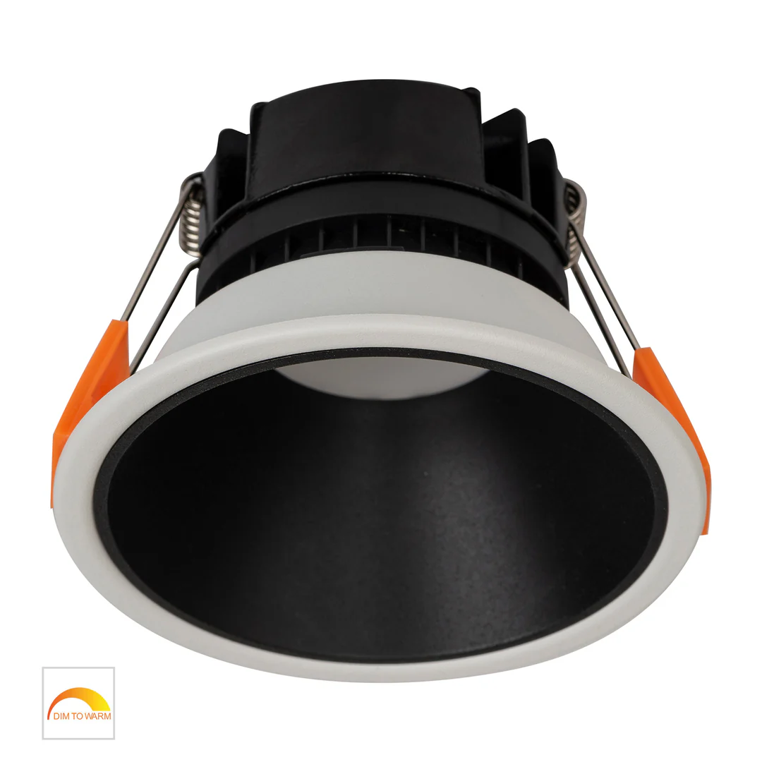 Recessed downlight Gleam WHT with BLK Insert Fixed Dim to Warm LED 9W IP54