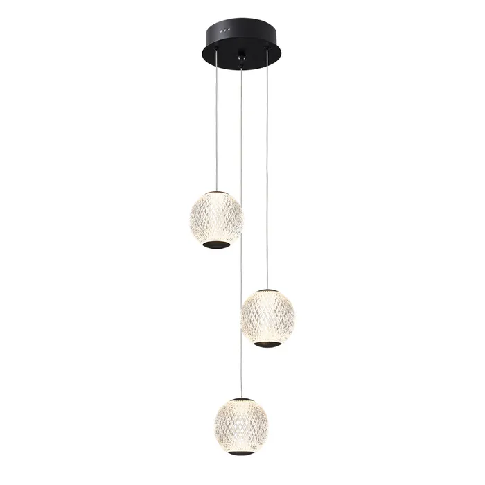 Langdon-3 Light LED Pendant Black 5K