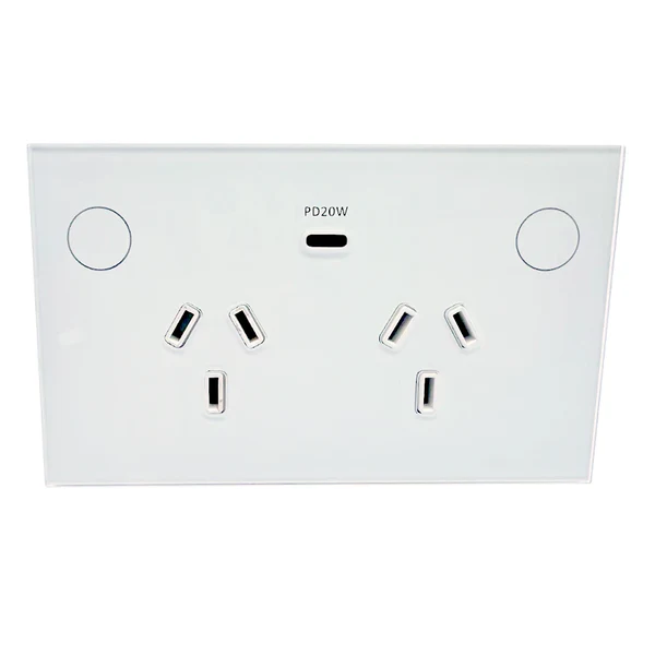 Double Powerpoint Zigbee Wifi USB-C WHT