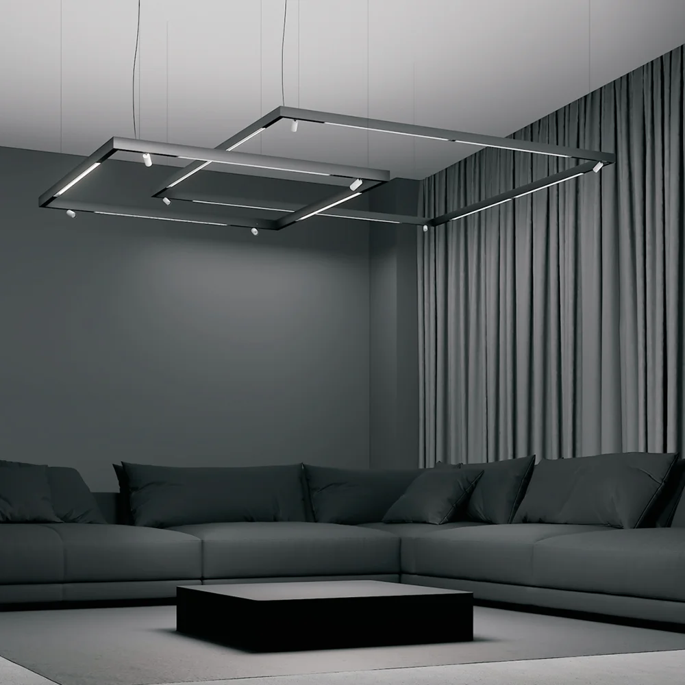 Suspended track set Edge 8M 12lt LED 140W BLK