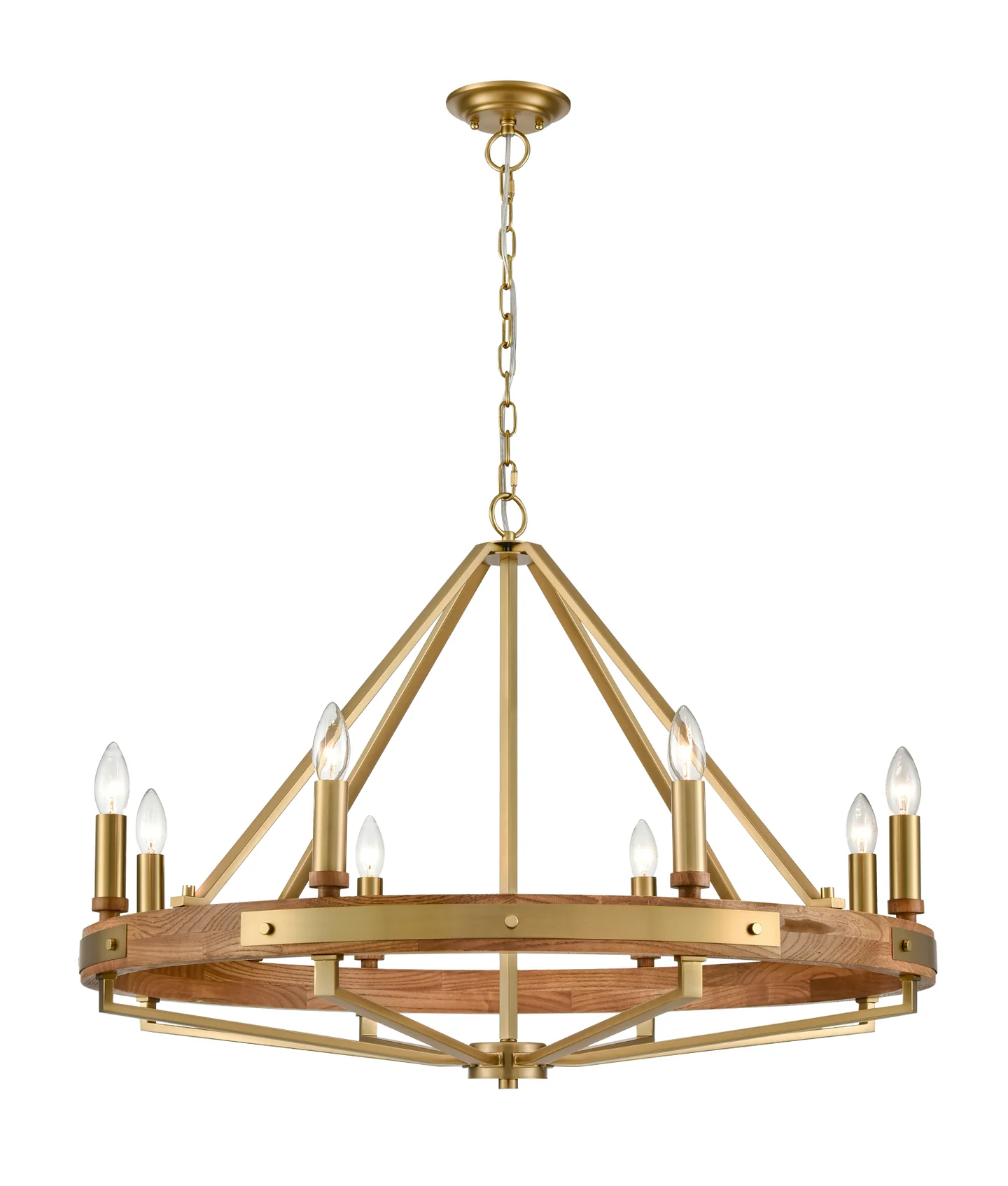 Pendant lamp FUNALE Candelabra L8 Oak Wood and Brass