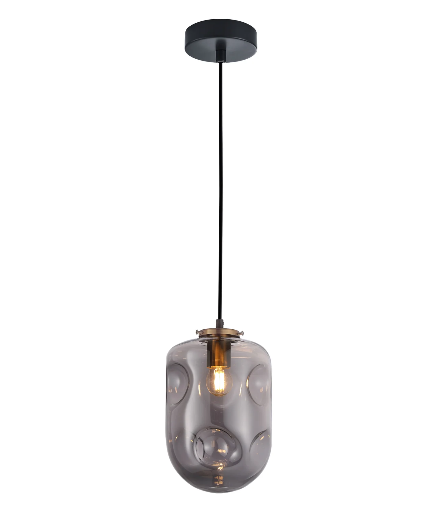Pendant lamp FOSSETTE Dimpled Smokey Oblong Glass